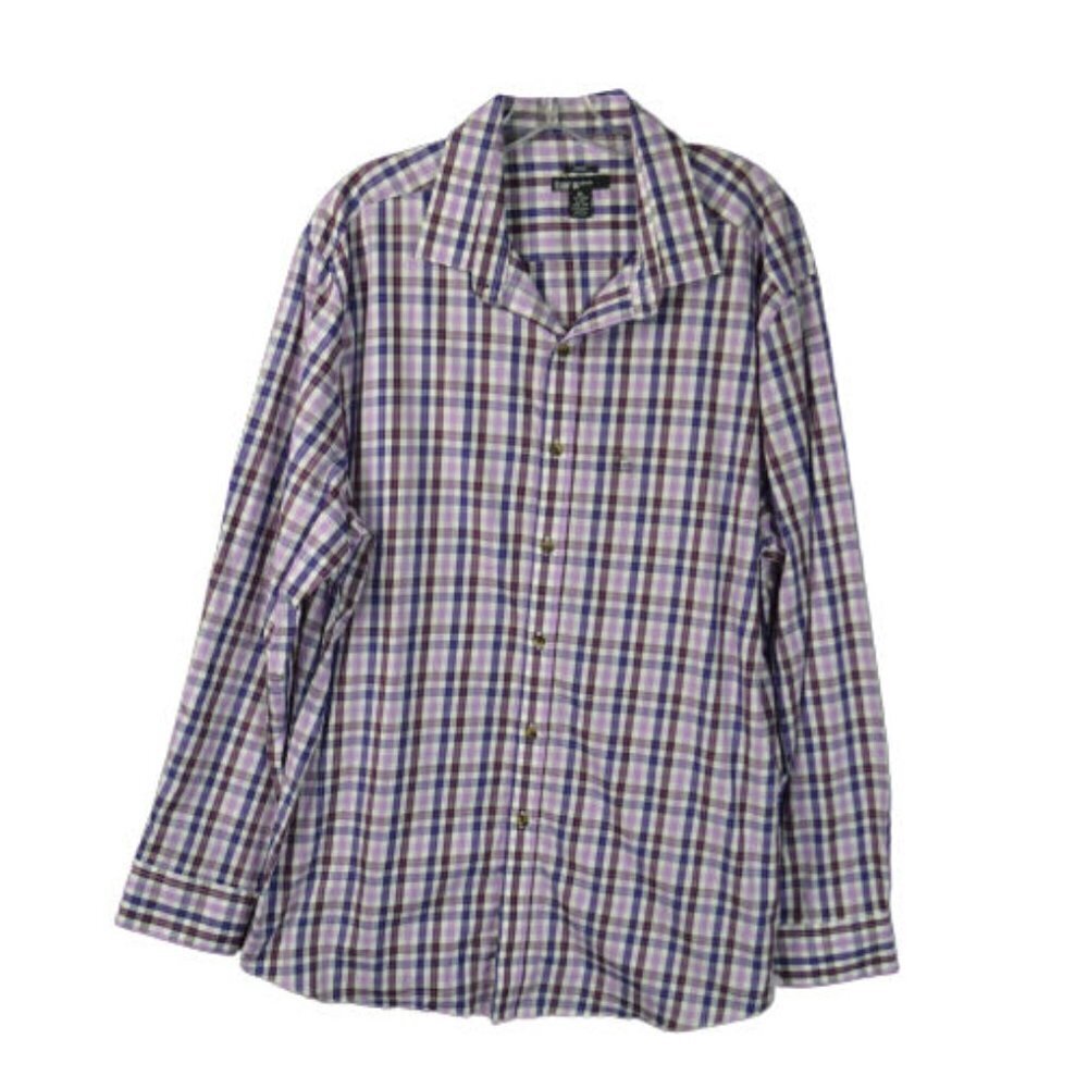 Bar III Men’s Purple Plaid Dress Shirt XL 17-17.5